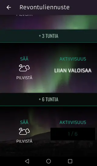 Aurora Alert App screenshot finnish front view