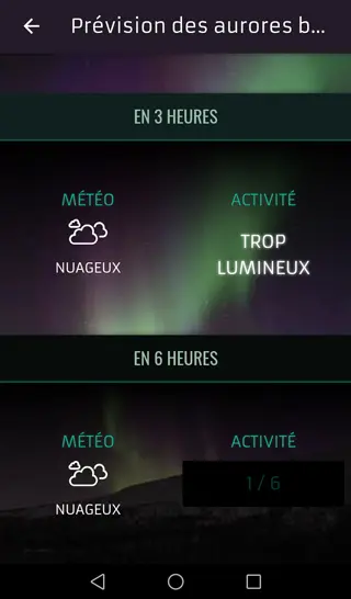 Aurora Alert App screenshot french front view
