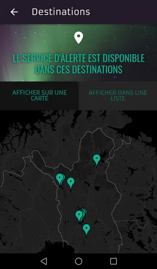 Aurora Alert App screenshot french front view